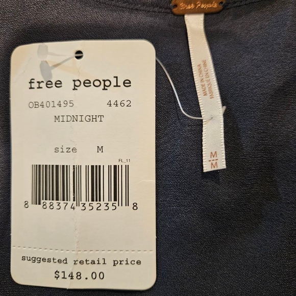 Women's Free People NWT Fiona Midnight Navy Embroidered High Low Wrap Dress M - Picture 3 of 10